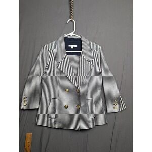 Cabi Blue Nautical Striped Stretch Knit Blazer Jacket PreppyWomen's Medium